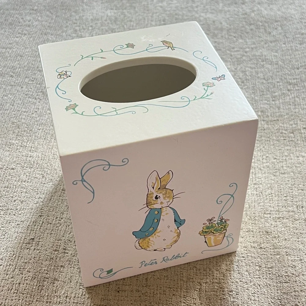 Beatrix Potter Peter Rabbit Wood Tissue Box Cover Eden Wood Collection White